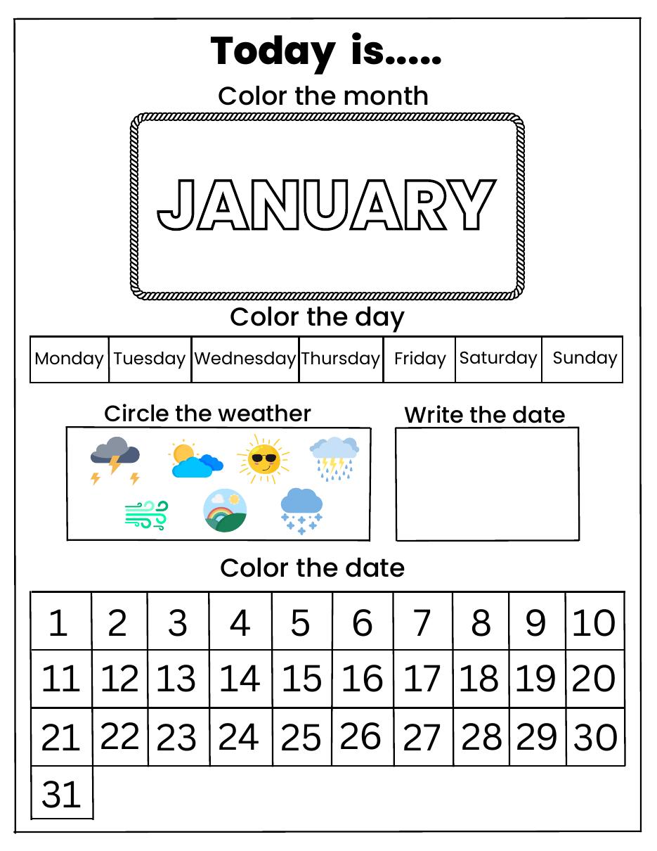 My First Calendar printable preview